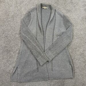 Cyrus Open Front Knit Cardigan L Gray Textured Cozy Casual Lightweight
